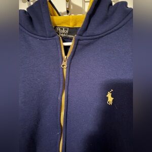 Ralph Lauren Navy and Yellow Zip-Up Hoodie